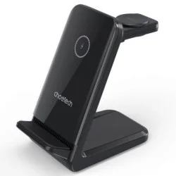 Choetech 3In1 Wireless Charging With Removable Iwatch Charger Holder Black